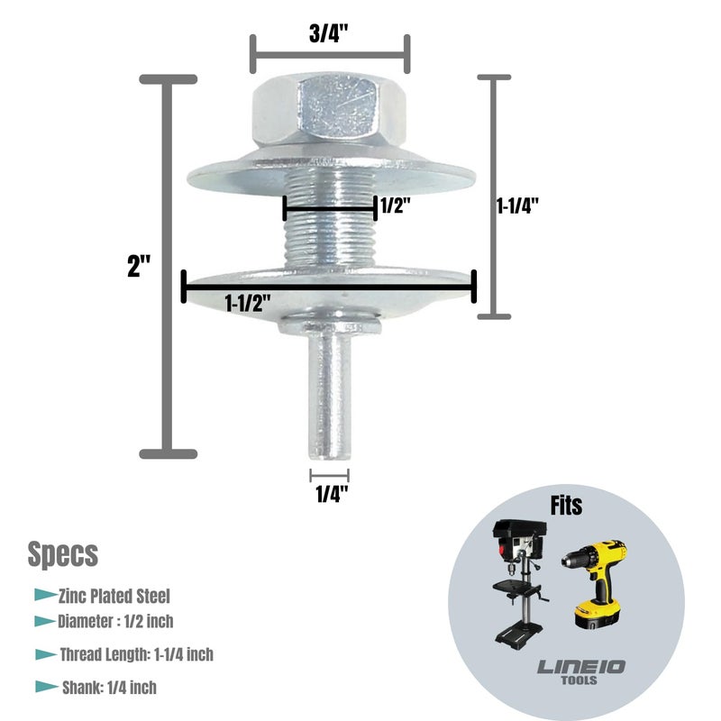 LINE10 Tools 1/2-Inch Drill Arbor Adapter for Buffing and Grinding Wheels - Image 4